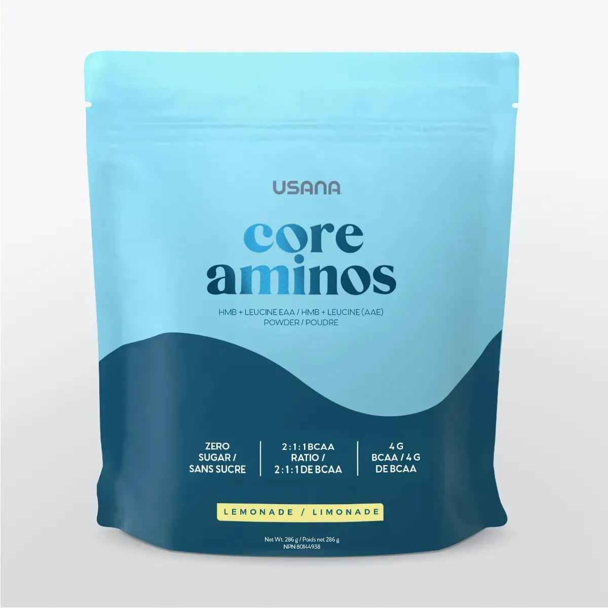 Official packaging for Core Aminos:  Essential amino acid supplement.