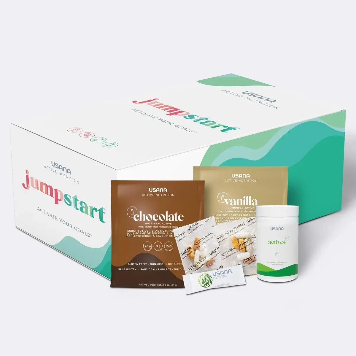 Official packaging for Active Nutrition Jumpstart Kit.