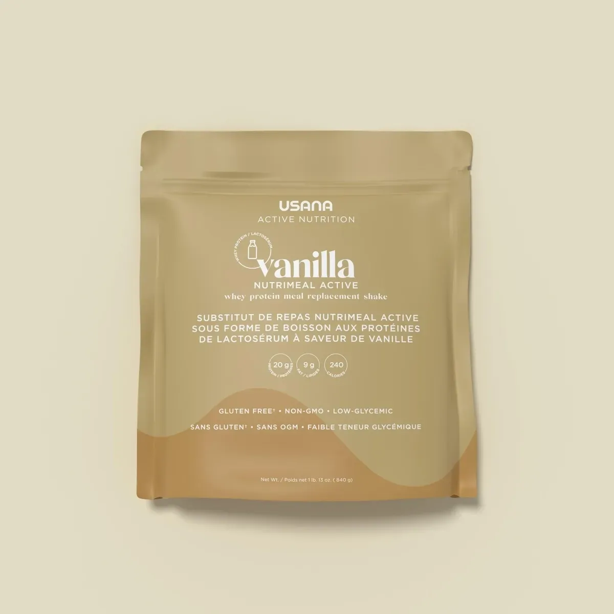 Official packaging for Nutrimeal Active (Vanilla, 14 Serving Bag).