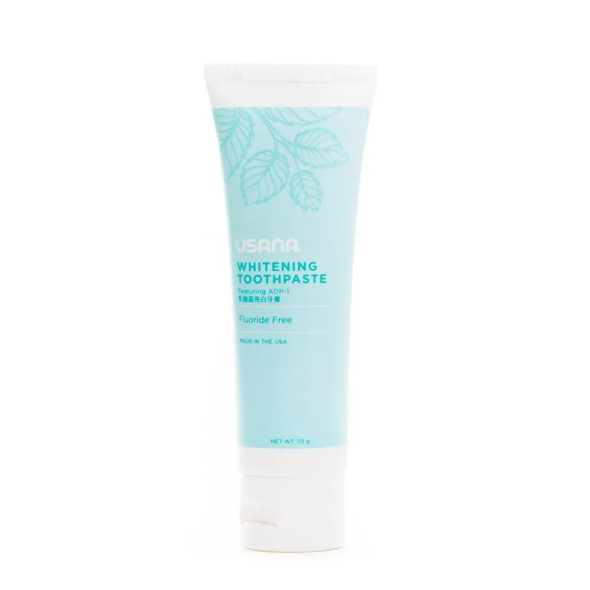 Official packaging for USANA® Whitening Toothpaste Featuring ADP-1.